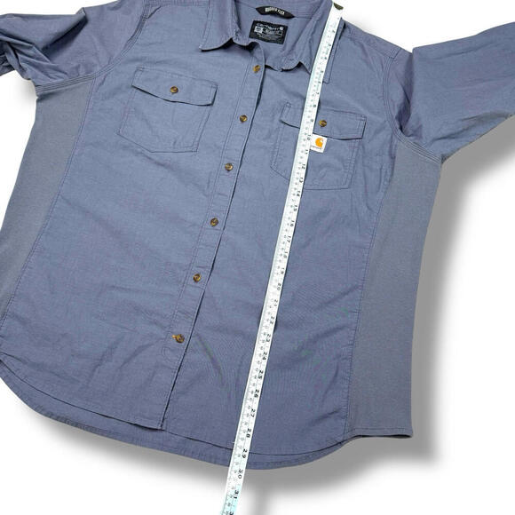 Carhartt Rugged Flex Button Up Shirt XXL Blue Long Sleeve Workwear Relaxed Fit - Picture 6 of 7